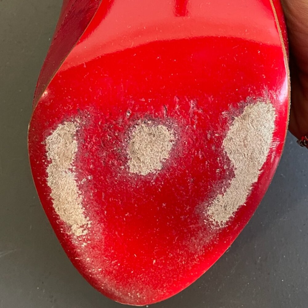 Christian Louboutin red eel skin leather peep toe platform heels size 10/ 40 - Picture 6 of 9